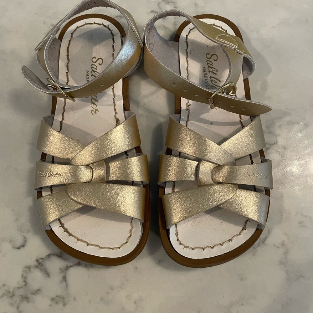 Salt Water Sandals size 12 in gold leather